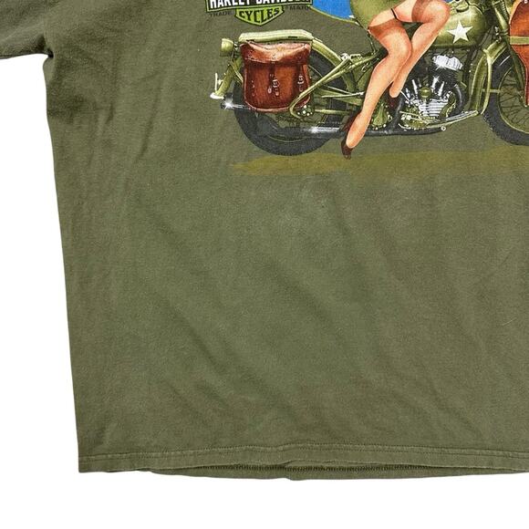 Harley-Davidson Motorcycle St Augustine Green Tee with Pin-Up and Flag Size 2XL - Picture 6 of 12